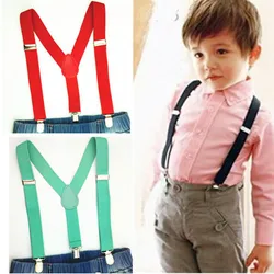 Suspensórios elásticos em Y para crianças, suspensórios monocromáticos, acessórios para bebês meninos e meninas, tamanho S 2,5x65cm