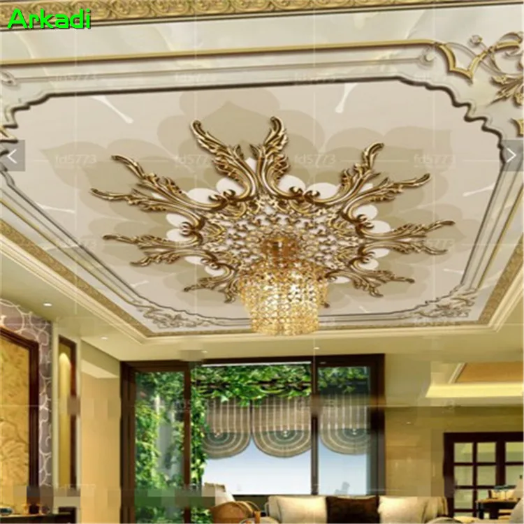 Custom 3d photo wallpaper exquisite European style embossed border marble ceiling Zenith mural hotel bedroom home decoration