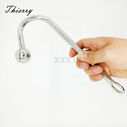 Thierry  Quality Stainless Steel Anal Hook Metal Butt Plug with Ball Anal Plug Anal Dilator Gay Sex Toys for Adult Games