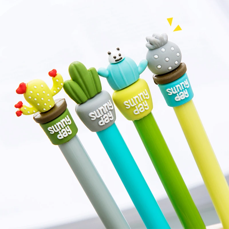 Jonvon Satone 40 Pcs Cactus Gel Pens Cute Pen 0.5mm Black Ink Stationery Green Plant Office School Supplies Wholesale Stationary