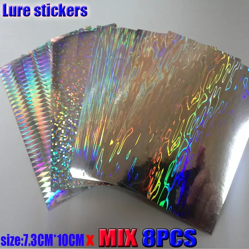 2024HOT fishing lure sticker,holographic, 4 kinds color you choose 8papers/lot size: 73mm x 100mm or 100mm*150mm