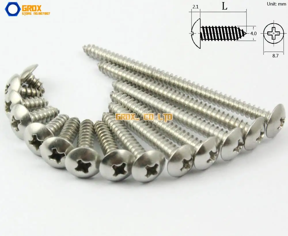 M4 304 Stainless Steel Phillips Truss Head Self Tapping Screws