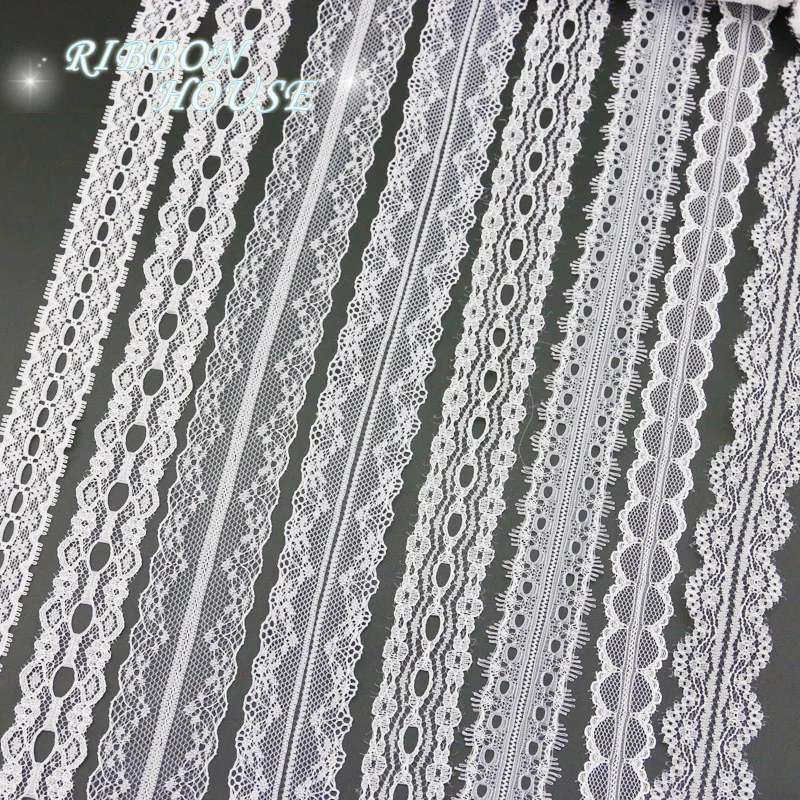 (5 yards/roll) White lace fabric Webbing Decoration Love gift packing Material (20/25/30/35/40mm)