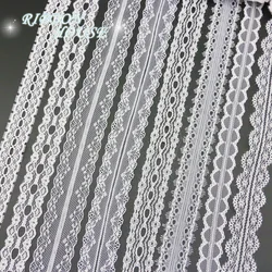 (5 yards/roll) White lace fabric Webbing Decoration Love gift packing Material (20/25/30/35/40mm)