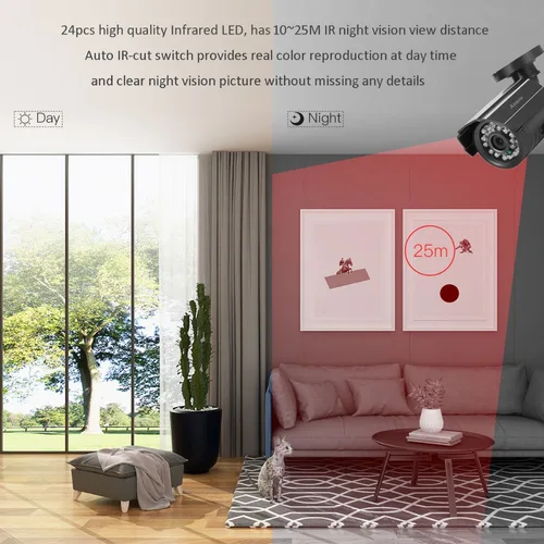 Imagen 2 del producto AZISHN-cámara CCTV 800TVL/1000TVL, filtro de corte IR, 24 horas, visión diurna/nocturna, cámara de vigilancia tipo bala IR impermeable para exteriores