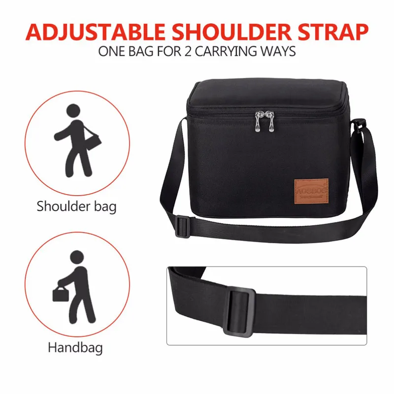 Aosbos Portable Thermal Lunch Bags for Women Kids Men Fashion Picnic Cooler Lunch Bag Insulated Travel Food Tote Bags Box 2019