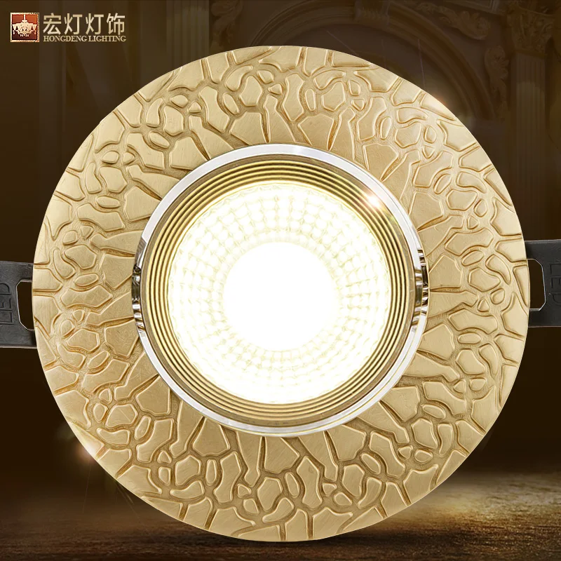 

Loft European Style Luxury Pure Copper 3W 5W COB Downlights Copper LED Ceiling Lamp Indoor lights Cafe Store Hall