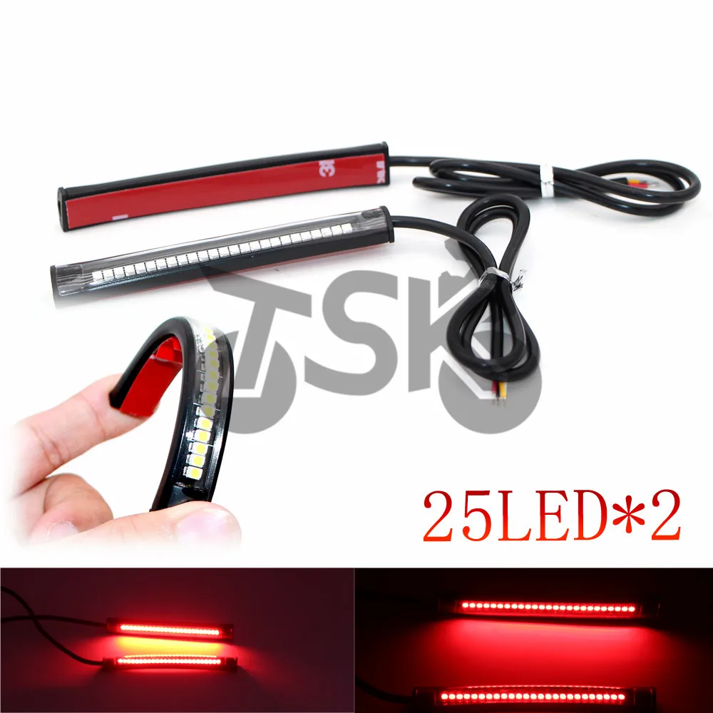 Universal Flexible LED car Motorcycle Red light Brake light Tail and side Side box backseat box