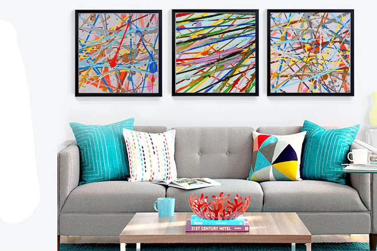 abstract canvas painting mural prints posters modern decorative art picture Colorful simple lines pattern art home decor prints