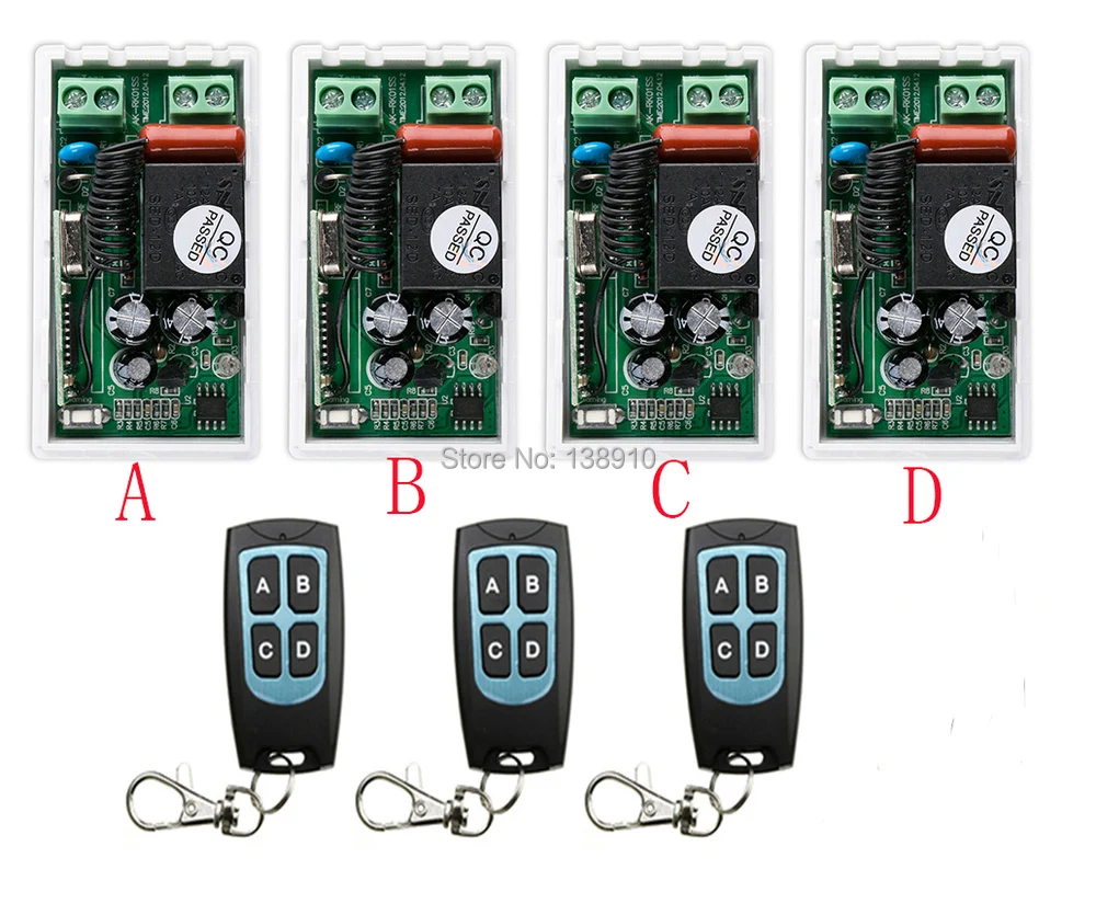 

most simple wiring New 220V 1CH 10A Wireless Remote Control Switch System 4*Receiver and 3*Transmitter Applicance Garage Door