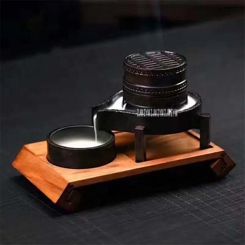 1PC Creative Wooden Incense Burner Smoke Backflow Censer Wood  Furnace Living Room Coil Incense Holder Home Sandalwood