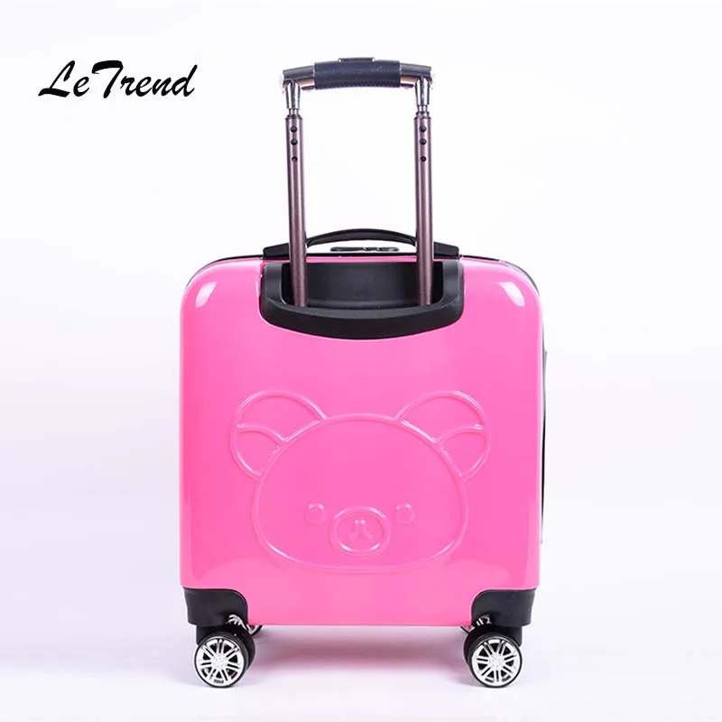 Letrend 18Inch 3D Cartoon Beer Rolling Bagage Spinner Kinderen Koffers Wielen Kids Cabine Trolley Reistas Babys Kofferbak