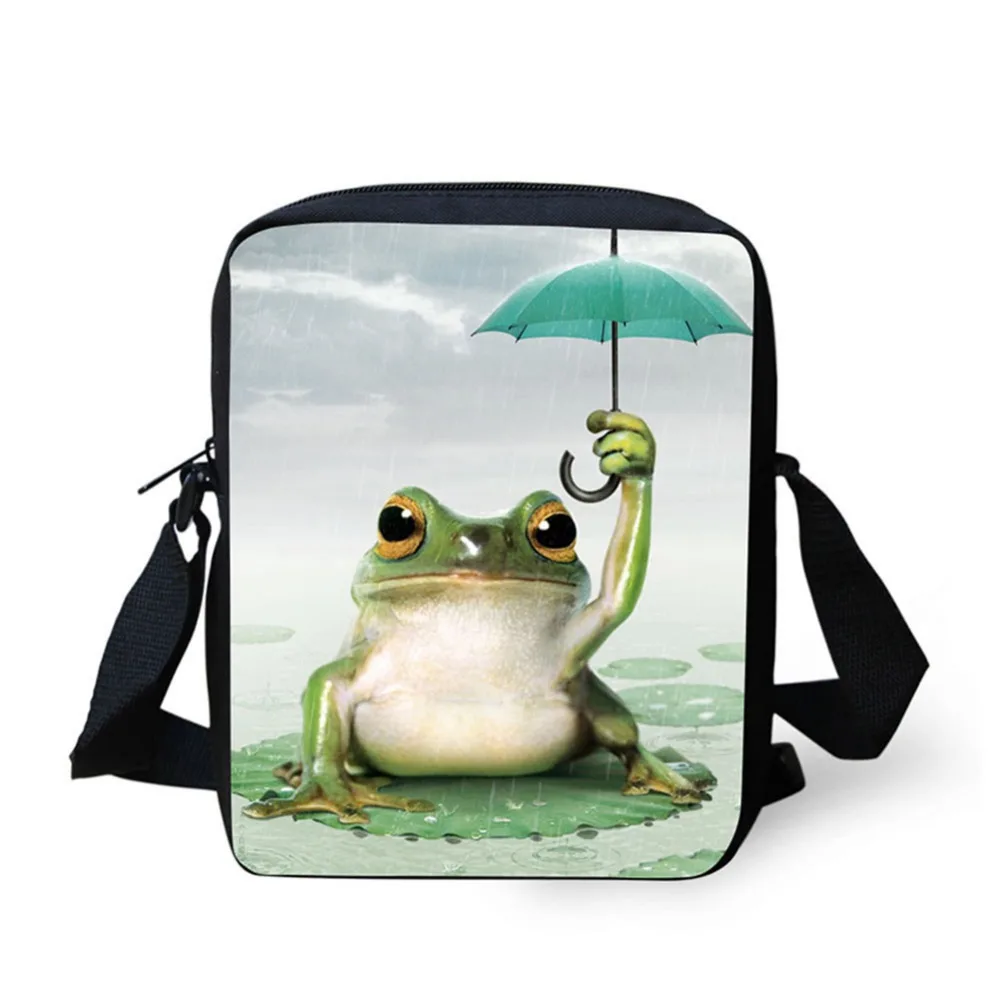 

High quality 3d print frog and fish pattern adult and children's messenger bag shoulder bag diagonal package bag purse hot