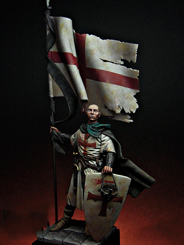Unassambled  1/24 75MM Templar Standard ancient , 75mm (WITH BASE )  Historical  Resin figure miniature model Unpainted