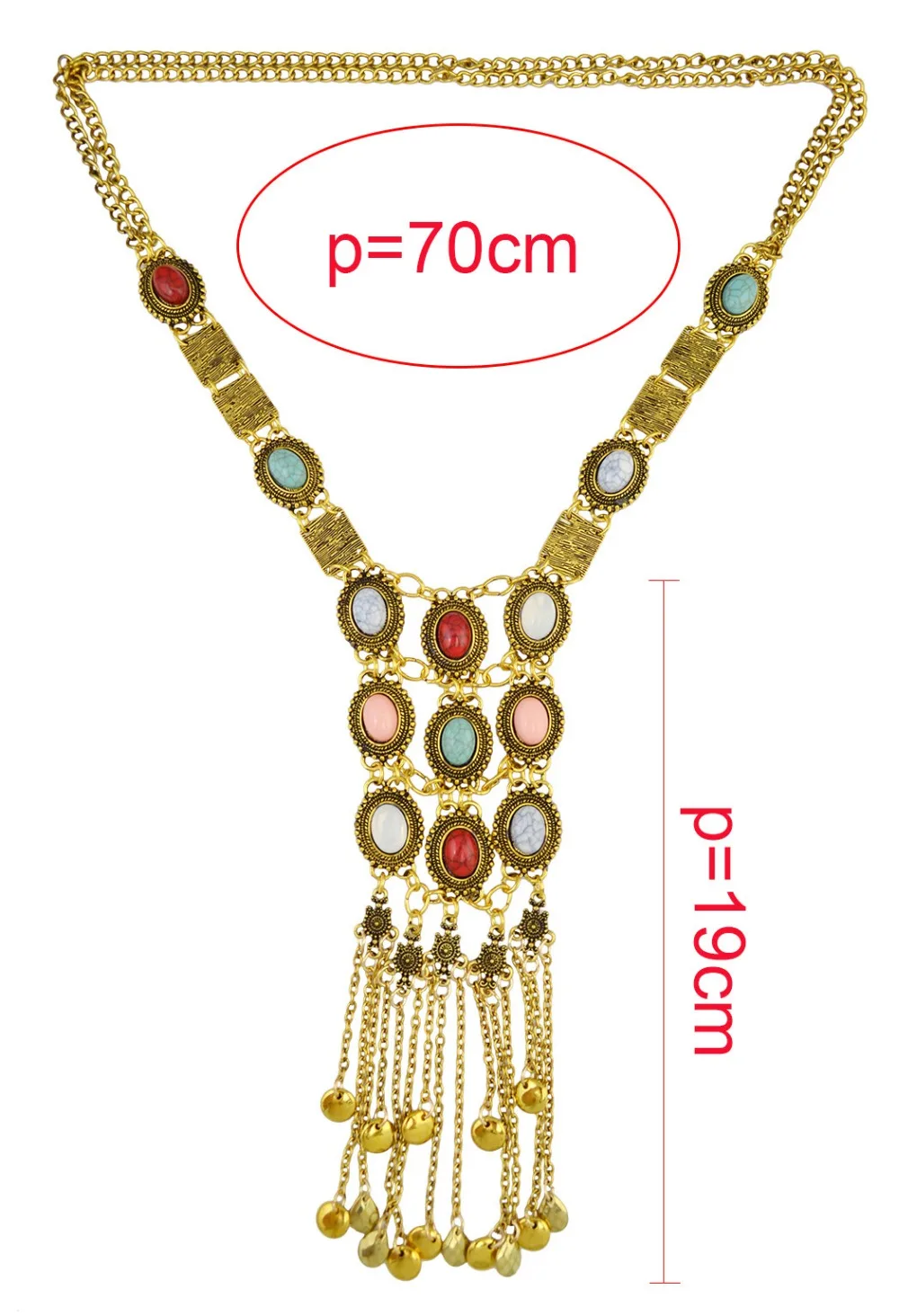 Colorful Resin Gem Coins Necklace Earrings for Women Boho Turkish Afghan Tradional Dress Long Sweater Chains Indian Jewelry Sets