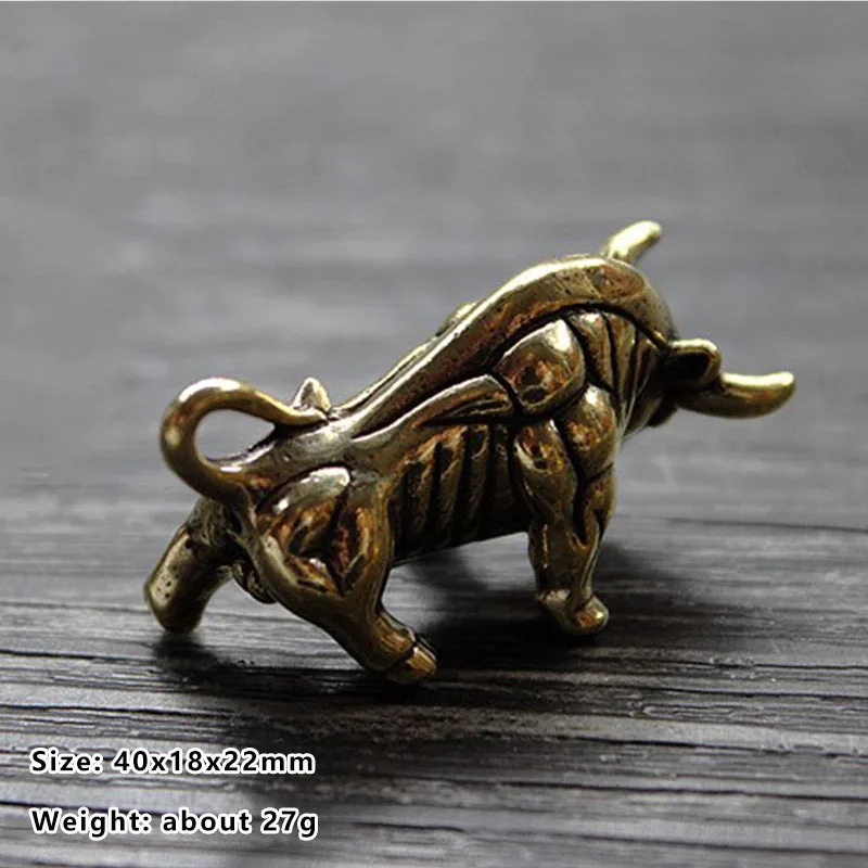 Handmade Solid Brass Bull EDC Keychain Pendant Key Pendant Zipper Head Accessories Tools Keychain Equipment Outdoor Key Ring