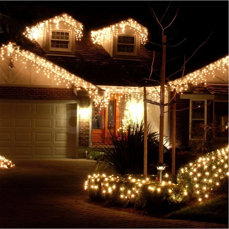 

Christmas Lights Outdoor Decoration 5m Droop 0.4-0.6m Led Curtain Icicle String Lights Garden Xmas Party Decorative Lights