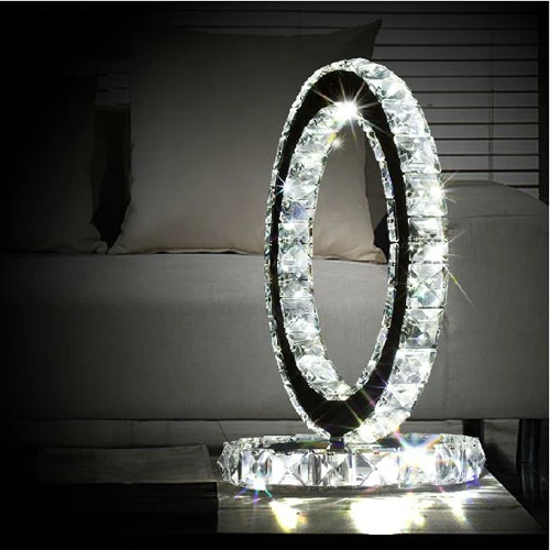 โมเดิร์น Bedlamp Led ข้างเตียงโต๊ะโคมไฟสแตนเลสสตีลคริสตัลโคมไฟตั้งโต๊ะ