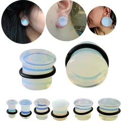 Natural Opalite Stone Ear Plugs Tunnels Hot Fashion Ear Gauges Piercing Ear Tunnel Expander Women Men Ear Stretcher Body Jewelry