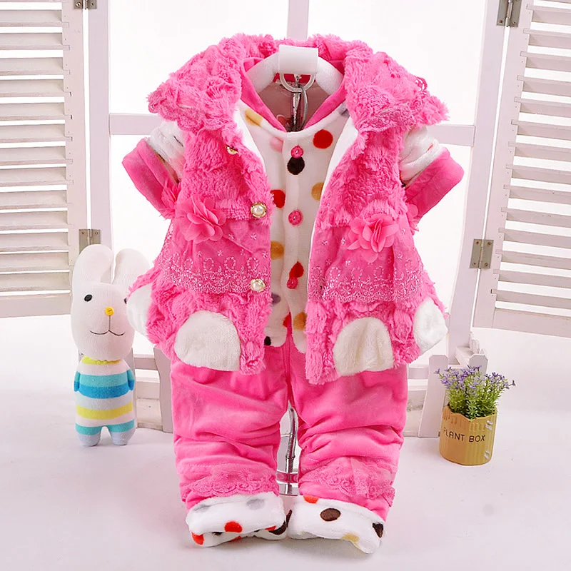 Baby girl lovely cotton-padded jacket suits 5