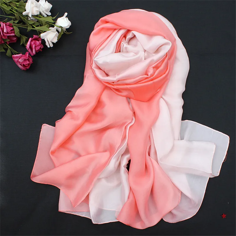 LaMaxPa 2019 New Soft Women Gradient Silk Scarf Autumn Winter Long Bandana Shawls and Wraps Female Hijab Luxury Echarpe Pashmina