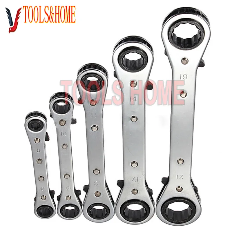 Free ship 6-22mm Straight Double head ratchet wrench Reversible Ratchet Handle Wrench Metric Hand Tool ratchet ring spanner