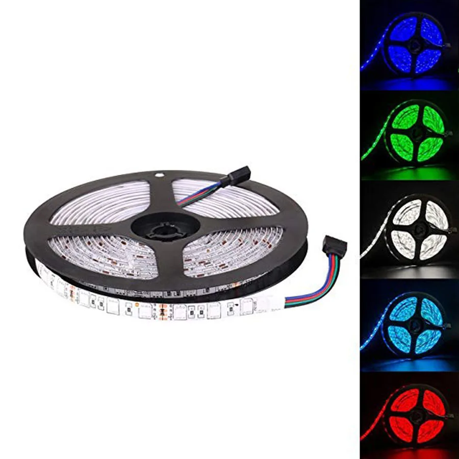 5m Flexible LED Strip Lights 300 Units SMD 5050 LEDs Rgb Strips Waterproof 12 Volt Pack Of 16.4ft/5m For Holiday Decoration