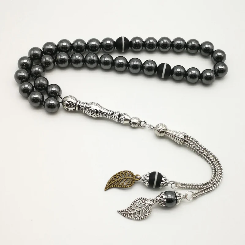 Natural stone Hematite Tasbih tassel agatee and Hematite prayer beads 33 66 99beads stone Rosary