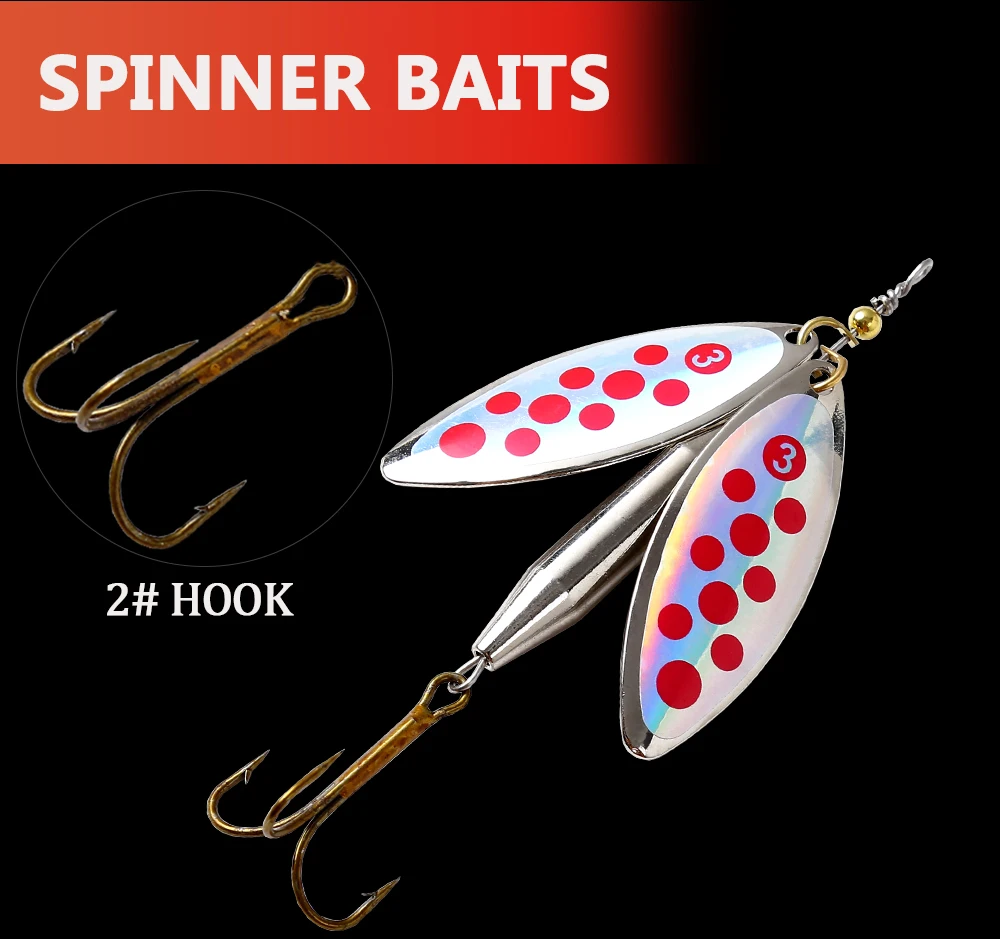 NGB 1 Stück 10 Farben Doppel-Spinner Weitwurf Bunte Köder Angelköder Pesca Spinner Hecht Pailletten-Köder Karpfen – Detail 1