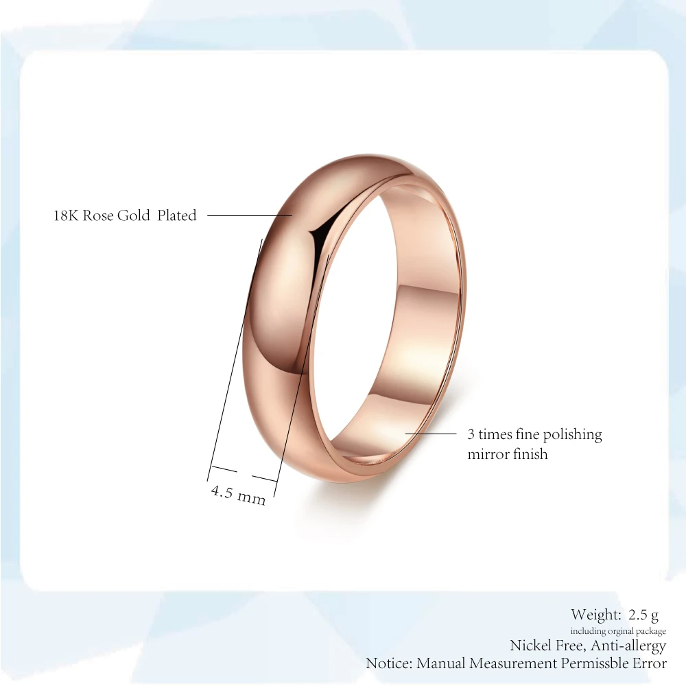 Couple Rings For Man Woman Simple Metal Rose Gold Color Wedding Engagement Dating Gifts Fashion Jewelry Wholesale All Size R049