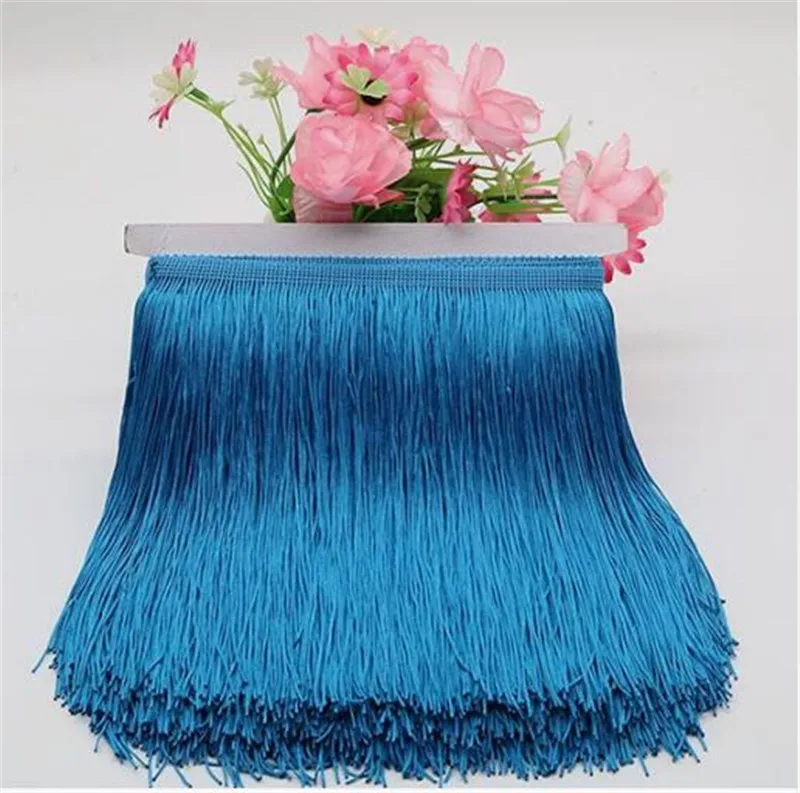 1 meter 20cm Long Fringe Lace Tassel Polyester Lace Trim Ribbon Latin dance skirt curtain fringes for sewing HG04