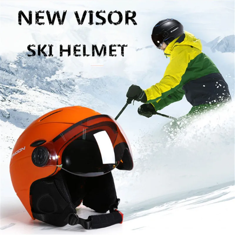 MOON-Ski Helmet Half Coverage Protector, White Self Contained Goggles, Ski Snowboard Helmet Cover