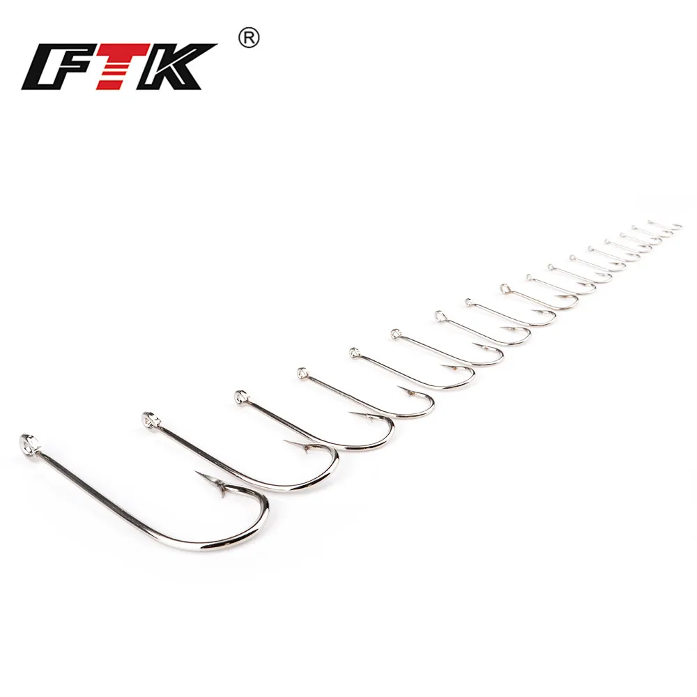 FTK Barbed Fishhook Flatted Round 2-9# 50PCS 10-20# 100PCS/LOTCarp Feeder Anzol Fishooks Fishing Peche Tackle Hook For Fishing