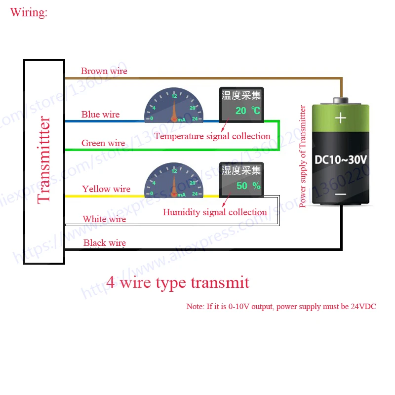 Настенный датчик температуры и влажности 4-20mADC/0-5VDC/0-10VDC выходной сигнал температуры и влажности