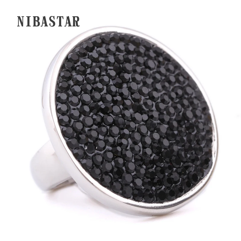 Fashion Black Crystal Wedding Rings Stainless Steel Part Ring Women Jewelry