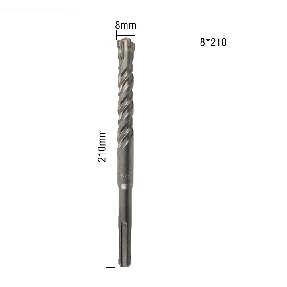 1pcs 210mm Twist Drill Bit Saw SDS Plus เกลียวคู่ค้อนเจาะ Bits งานไม้ไม้เครื่องมือ 6/ 8/10/12/14/16 มม.สำหรับโลหะผสมคาร์ไบด์
