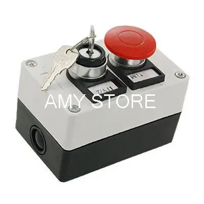 2 in 1 Rotary Key Lock Red Mushroom Push Button Switch