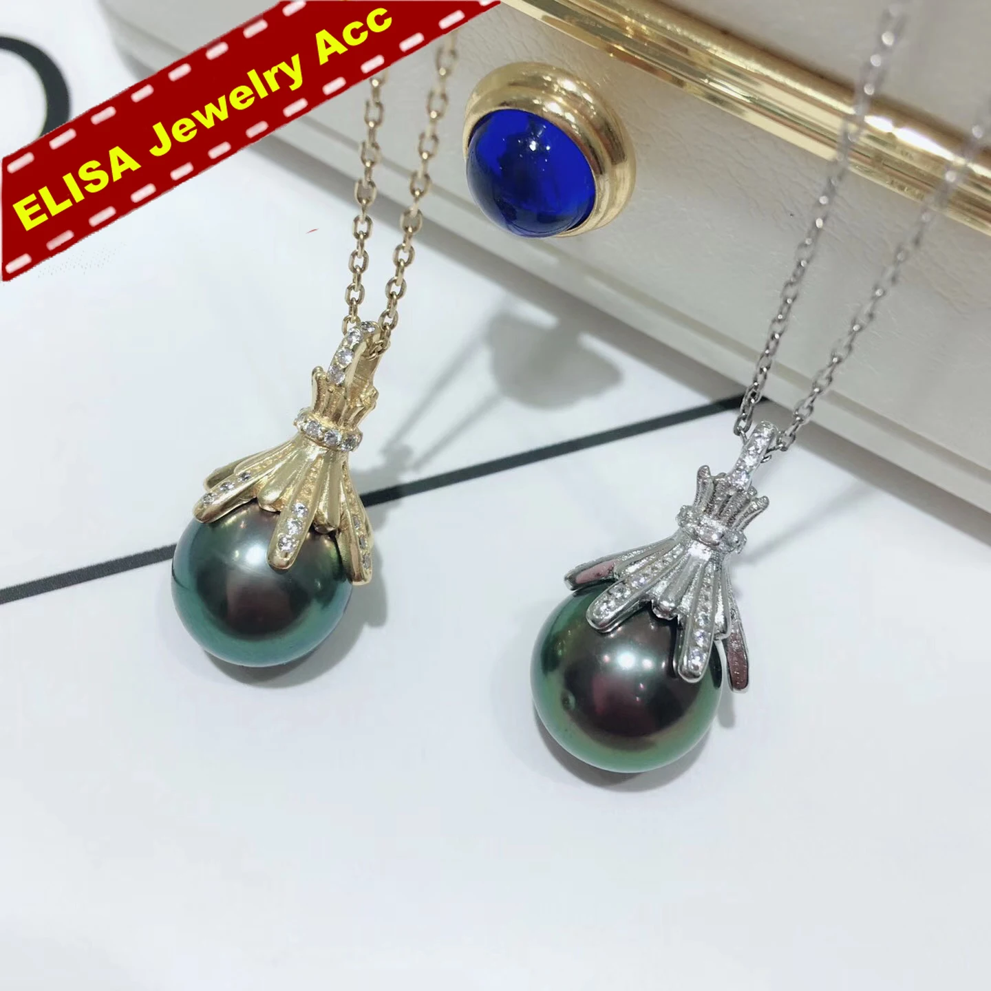 S925 Sterling Silver Pearl Pendant Pemegang Wanita DIY Handmade Craft Pendant Perhiasan Aksesori Perak & Emas 3 Pcs/Lot