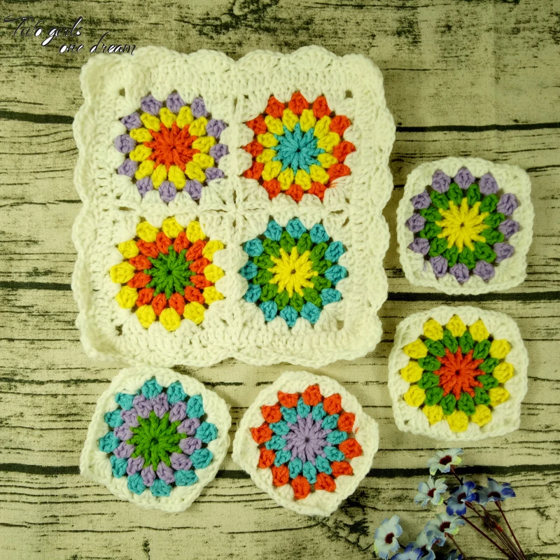 Handmade Crochet Table Doilies Suit DIY Coffee Cup Mats Square Coaster Accessories Clothes Patch Wedding Decorate 11-20cm 14pcs