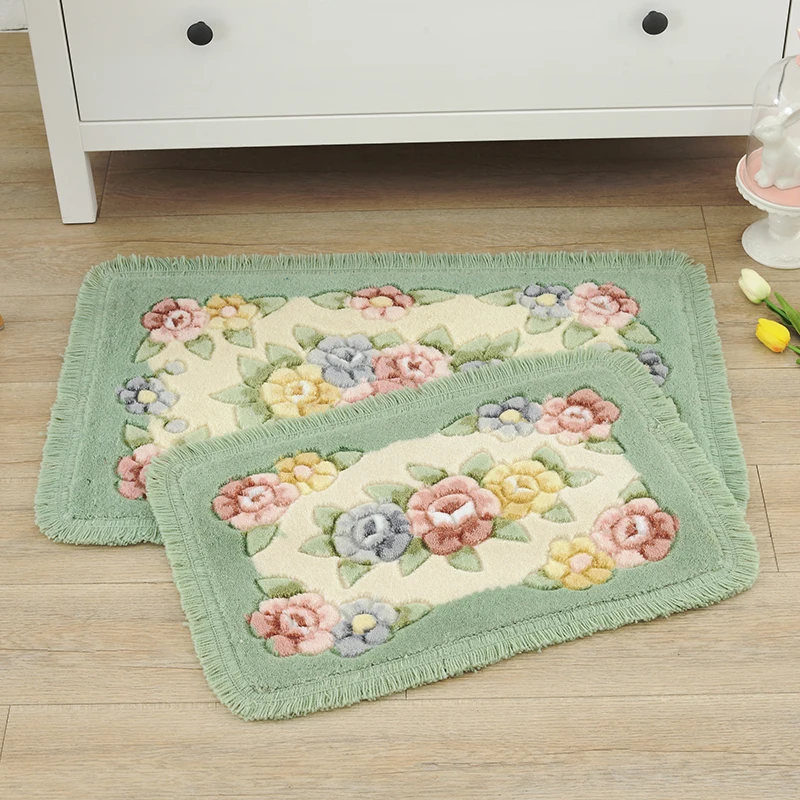 Flower Printing Classic Bathroom Carpet Mat Rug, 1 PCS Anti-Slip Floor Bath Mat Carpet, Bath Carpet Mat Toilet Rug Alfombra