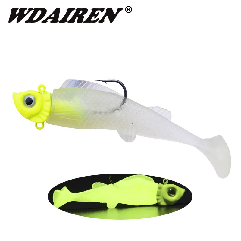 

1Pcs Jig Head soft bait Wobbler 90mm 16.5g Fishing Lure luminous Artificial Silicagel Soft bait Pesca Pike Isca Fishing Tackle