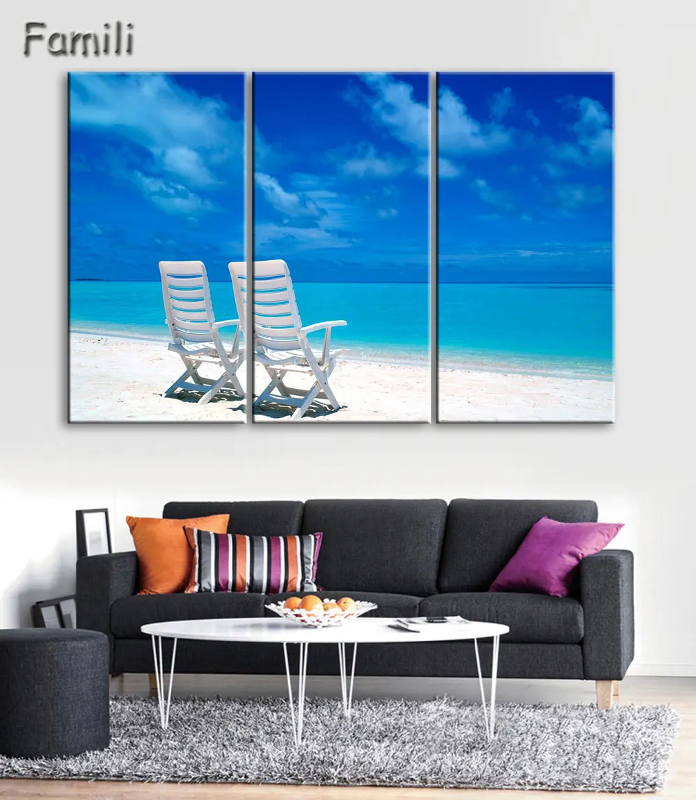 

3Piece Scenery Home Decorative Seascape Paintings Maldives Water Bridge Printed Oil Painting Canvas Home Decor Wall Art