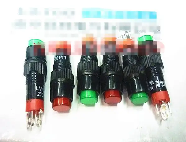 10pcs Lamp DC24V 12V 5 Pins Red Green 8mm 3A 250V Maintained Momentary Spring Return 1NO+1NC illuminated Push Button Switches