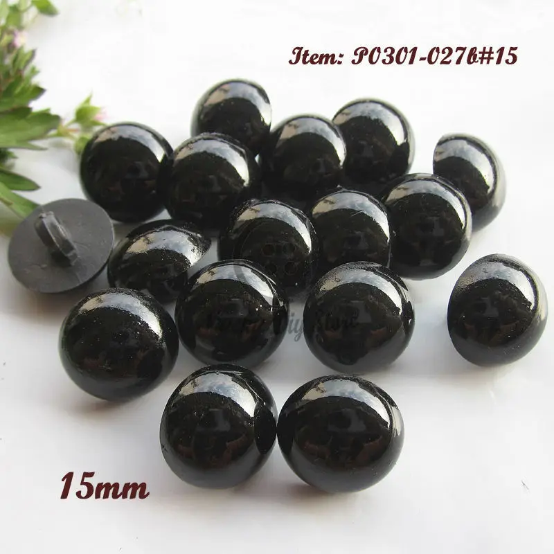 Sewing buttons 60pcs 15mm mushroom black buttons shank plastic animal eye buttons diy craft decorative accessories