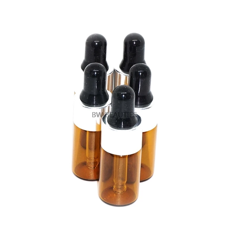 300Pcs/lot Empty 3ml 5ml Glass Essential Oil Dropper Bottle Drop Liquid Pipette jars Amber Cosmetic Packaging