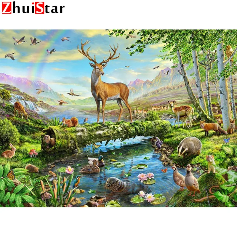 Full drill diy 3D diamond painting cross stitch animals stickers diamond embroidery deer picture home decorative mosaic XY1