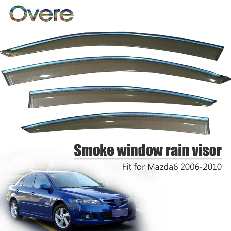 

OVERE NEW 1Set Smoke Window Rain Visor For Mazda 6 2006 2007 2008 2009 2010 Styling ABS Vent Sun Deflectors Guard Accessories