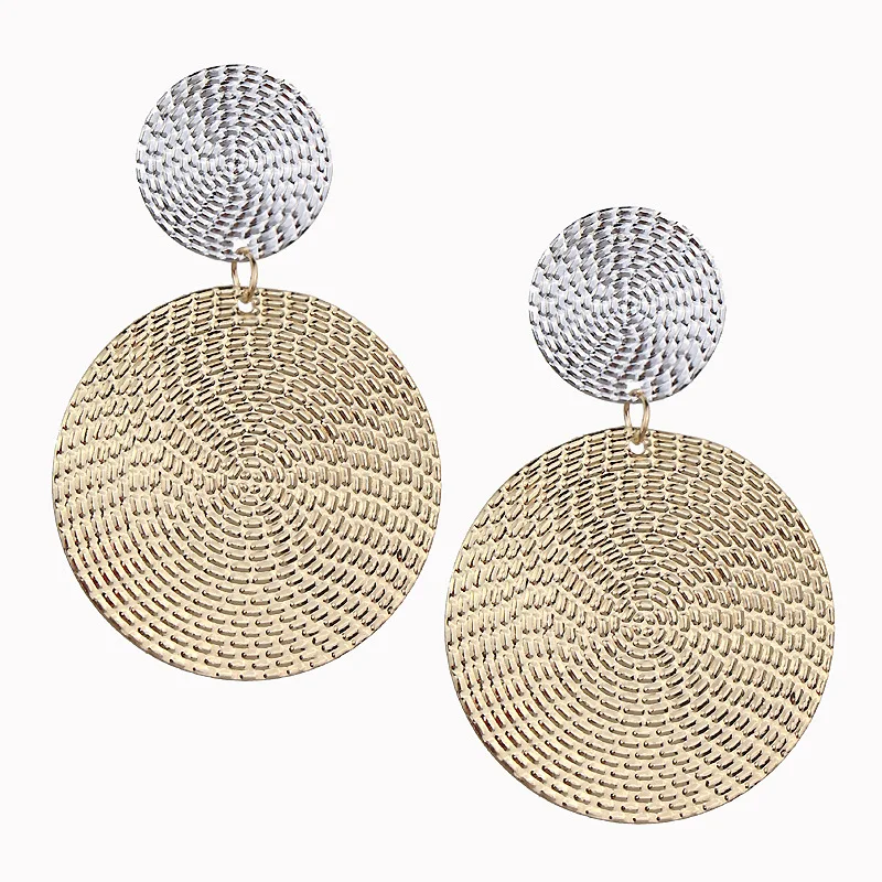 Shiny Golden Color Double Round Circle clip Earrings For Women Elegant Fashion Statement Earrings Wholesale Jewelry