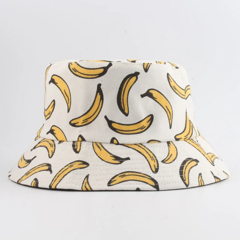 Panama Bucket Hat Men Women Summer Bucket Cap Banana Print Bob Hat Hip Hop Gorros Fishing Fisherman Hat