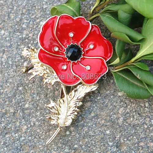 

DHL FEDEX EMS Free Shipping 120PCS/LOT Bright Red Flower Poppy Flower Pin Brooches UK Fashion Poopy Brooch